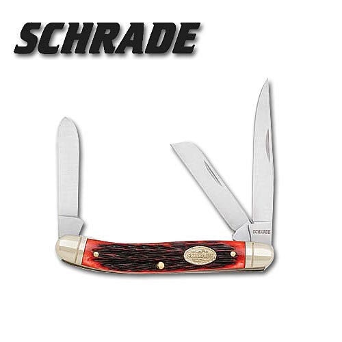 Schrade Premium Stockman Red Pick Bone Folding Knife