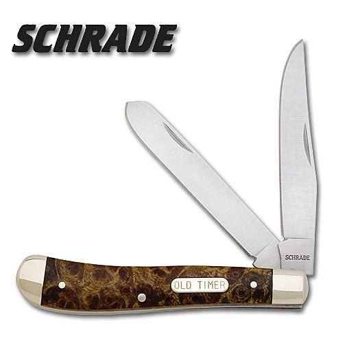 Schrade Gunstock Trapper Desert Iron Wood Folding Knife