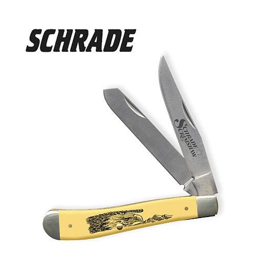 Shcrade 94OTYE Yellow Gunstock Trapper Folding Knife