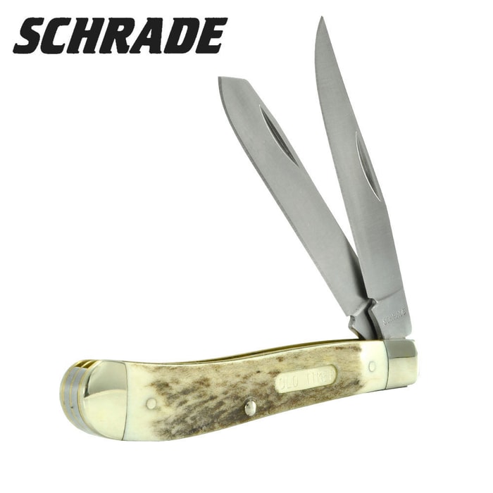 Schrade Old Timer Stag Gunstock Trapper Folding Knife