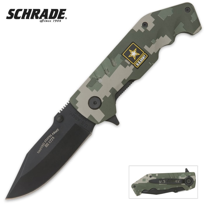 Schrade U.S. Army Drop Point Camo Folding Knife