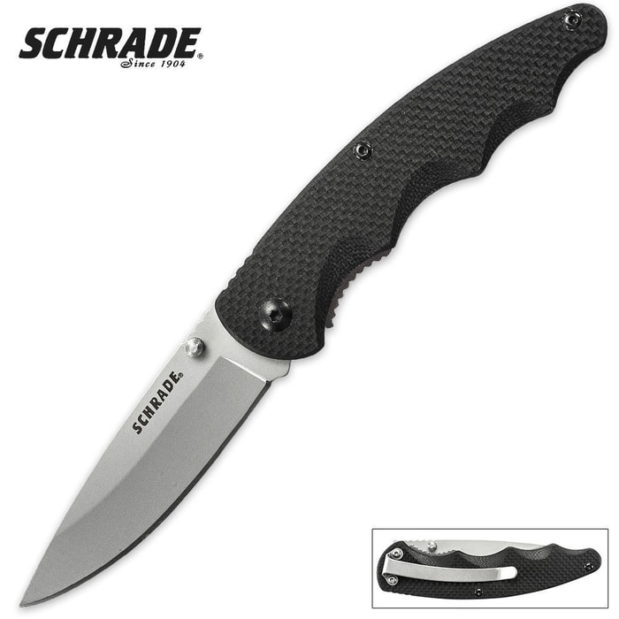 Schrade Liner Lock G-10 Drop Plain Folding Pocket Knife