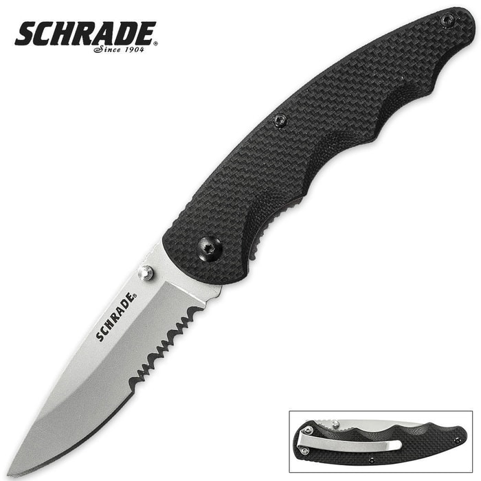 Schrade Liner Lock Drop Point Serrated Knife