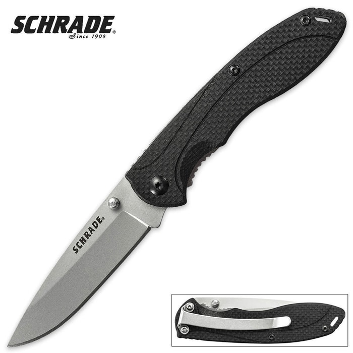 Schrade  Liner Lock G-10 Drop Point Plain Knife
