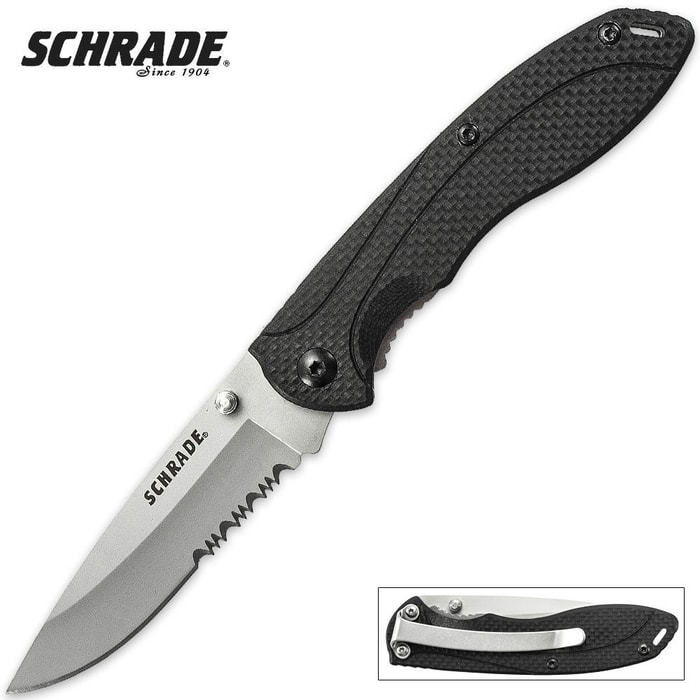 Schrade Liner Lock G-10 Drop Point Serrated Knife