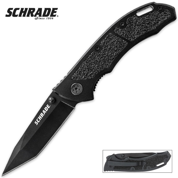 Schrade Liner Lock Tanto Black Plain Knife
