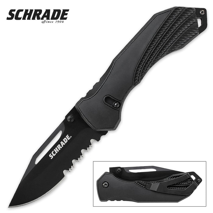 Schrade Sure-Lock Clip Folder Pocket Knife - Partially Serrated