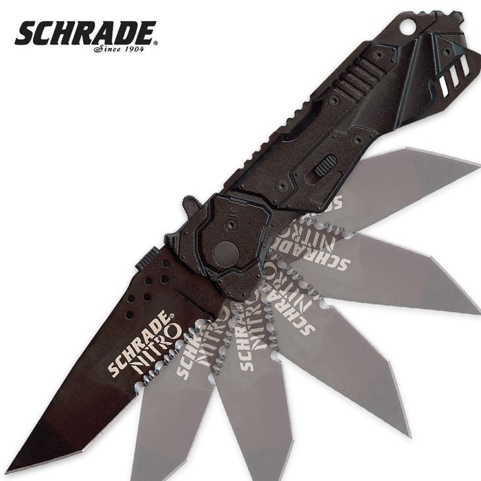 Schrade Nitro Assisted Opening Pocket Knife Tanto Serrated