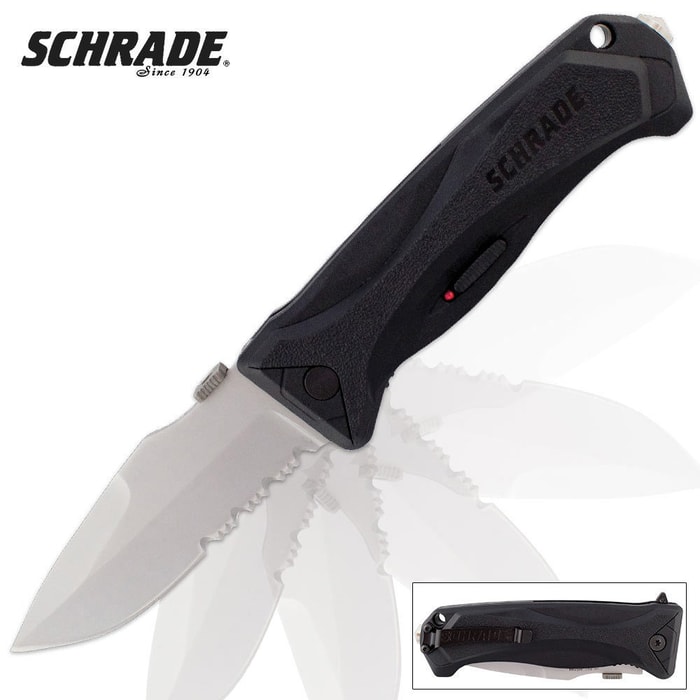 Schrade MAGIC Assisted Open Large Drop Point Serrated Pocket Knife