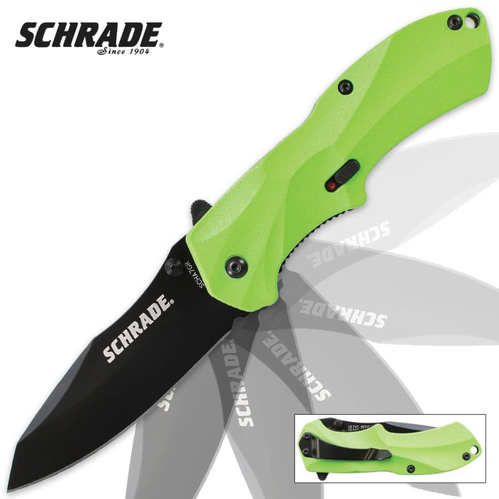 Schrade MAGIC Assisted Open Liner Lock Clip Point Green Pocket Knife