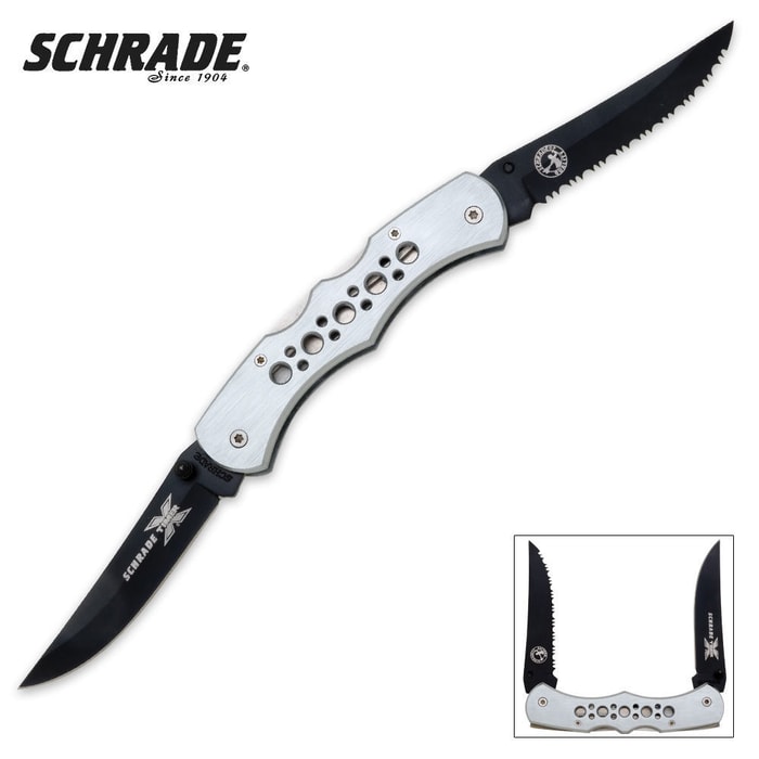Schrade X Timer Silver Double Lockback Folding Knife