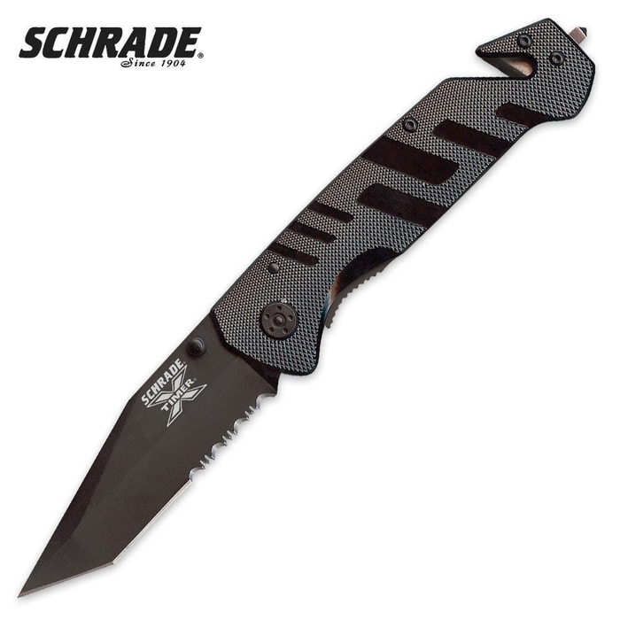 Schrade Black Tanto Aluminum Folding Knife