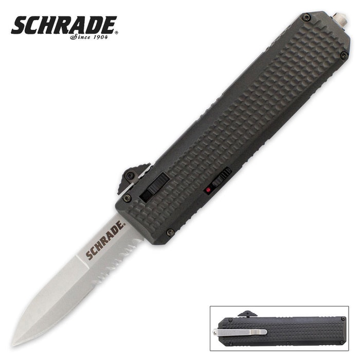 Schrade Out The Front Assisted Open Serrated Pocket Knife