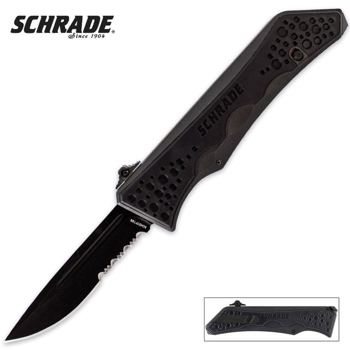 Schrade Out The Front Assisted Open Drop Point Plain Edge Pocket Knife
