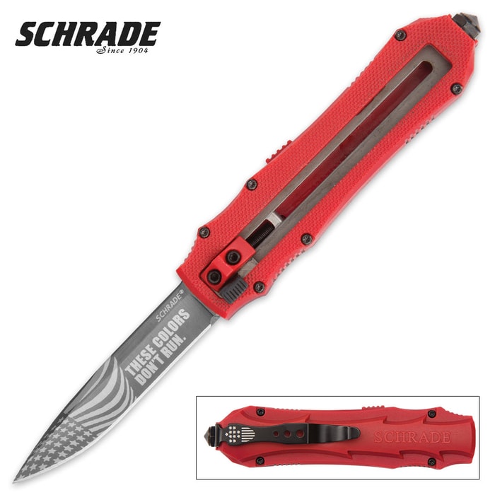 Schrade OTF Special Red "These Colors Don't Run" Assisted Opening Pocket Knife