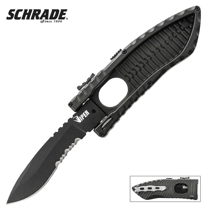 Schrade Viper Side Release Assisted Open Recurve Serrated Pocket Knife