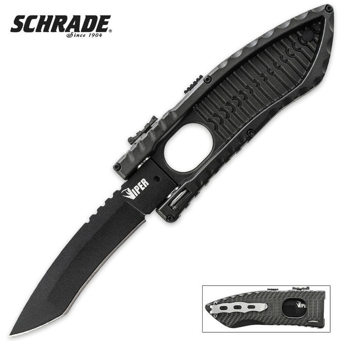 Schrade Viper Side Assisted Open Recurve Tanto Pocket Knife Plain
