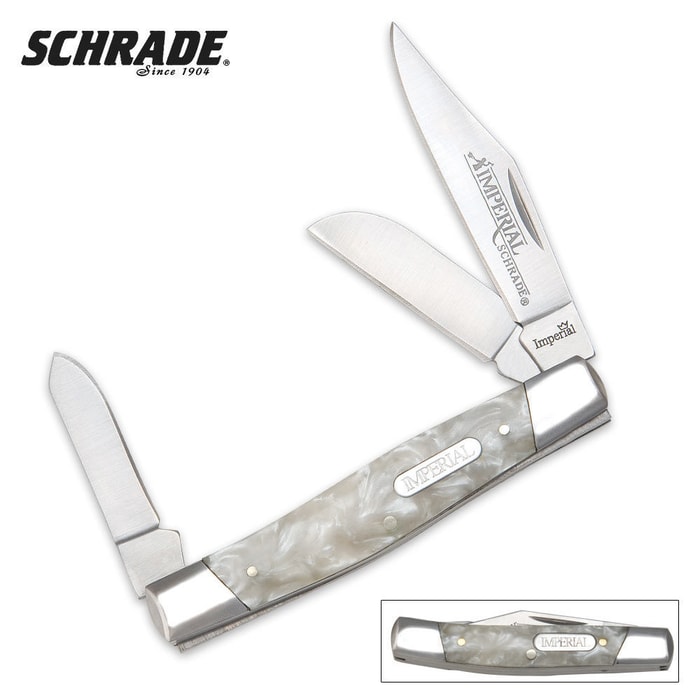 Schrade Imperial White Pearl Small Stockman Pocket Knife