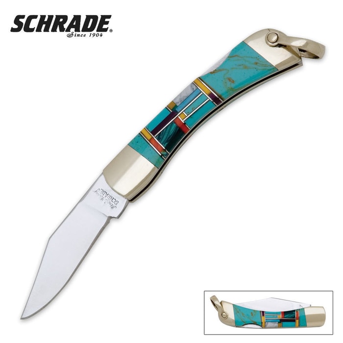 Schrade Turquoise Cub Lockback Folding Knife