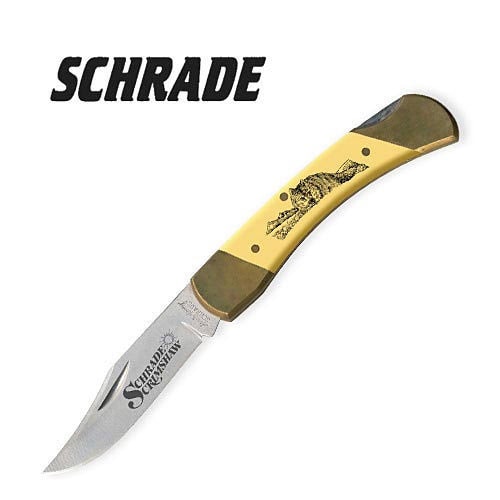 Schrade LB7YW Yellow Bear Paw Folding Knife