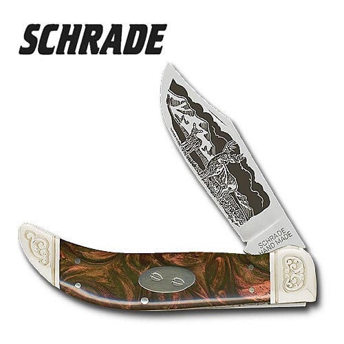 Schrade Collectable 07 Deer Scrimshaw  Folding Knife