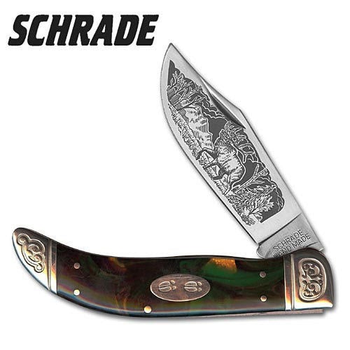 Schrade Collectable Series Elk Olive Green Folding Knife