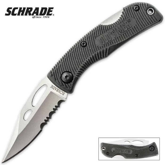 Schrade Old Timer Serrated Safe-T-Grip Folding Pocket Knife