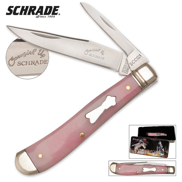 Schrade Cowgirl Up Folding Knife Tin
