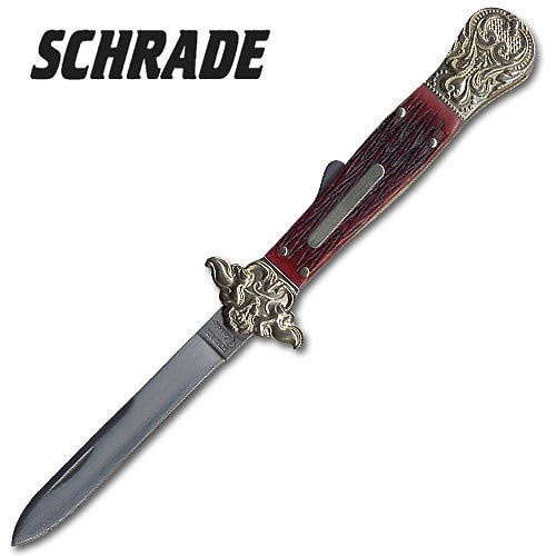 Schrade Classic Dirk Red Pick Bone Folding Knife