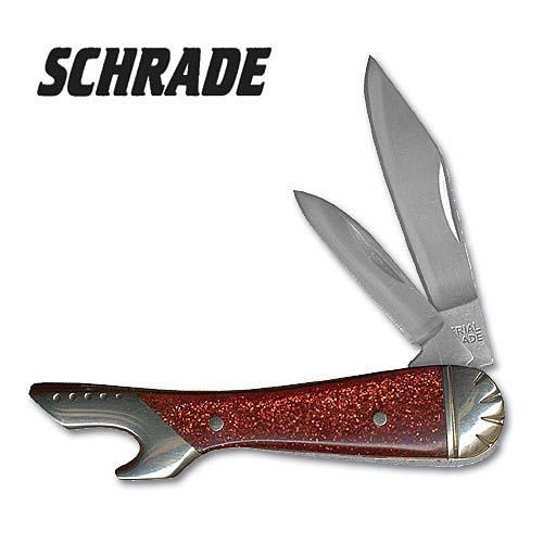 Schrade Red Sparkle Leg Folding Knife