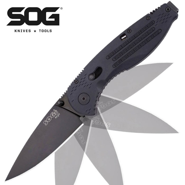 SOG Aegis Assisted Opening Pocket Knife Black Tini