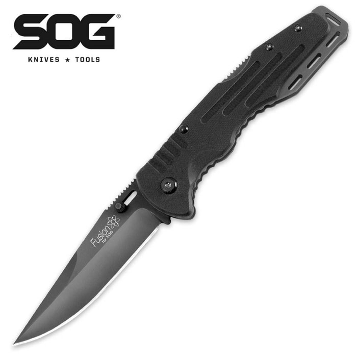 SOG Black Fusion Salute Folding Knife