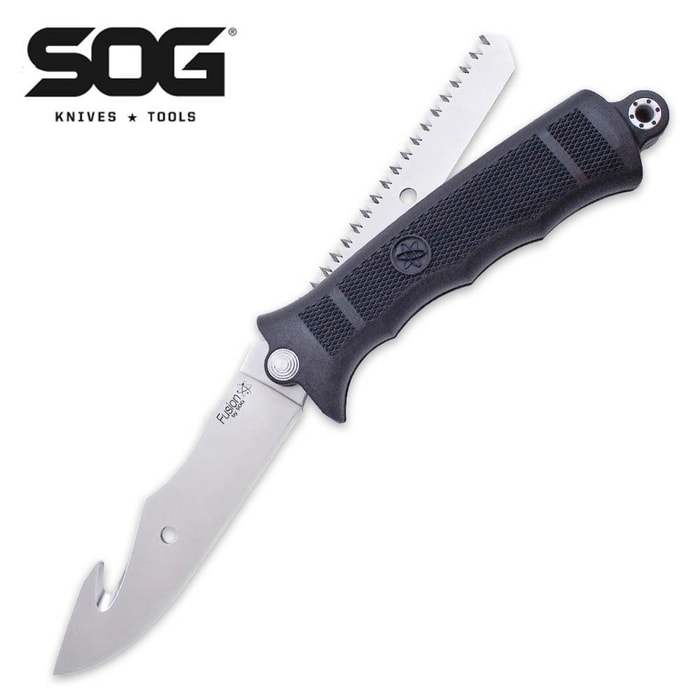 SOG Fusion Silver Revolver Hunter Folding Knife