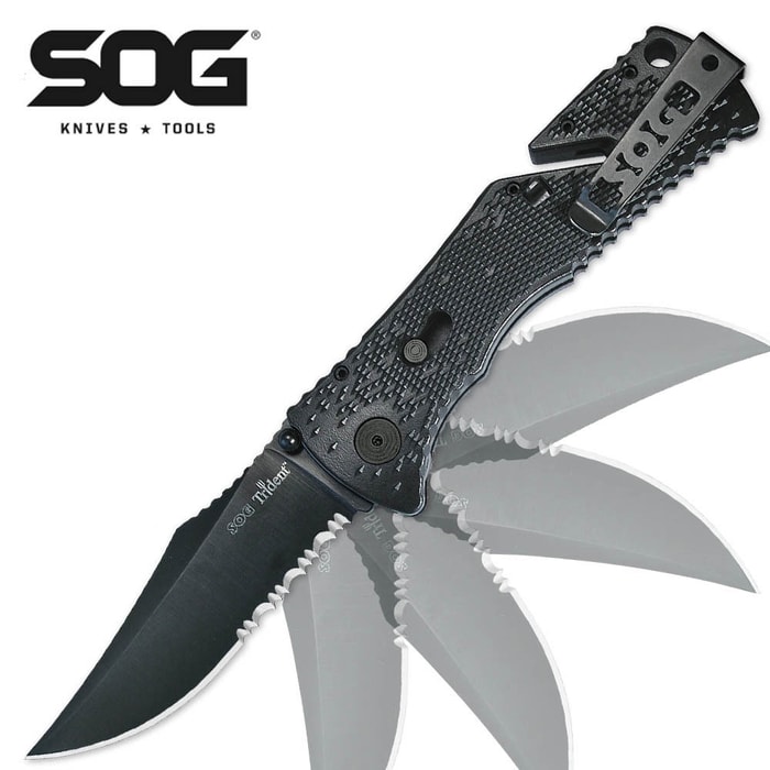 SOG Trident Serrated Black Pocket Knife