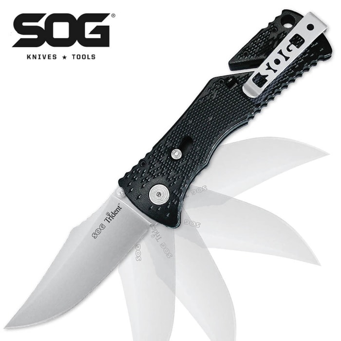 SOG Trident Plain Black Folding Knife