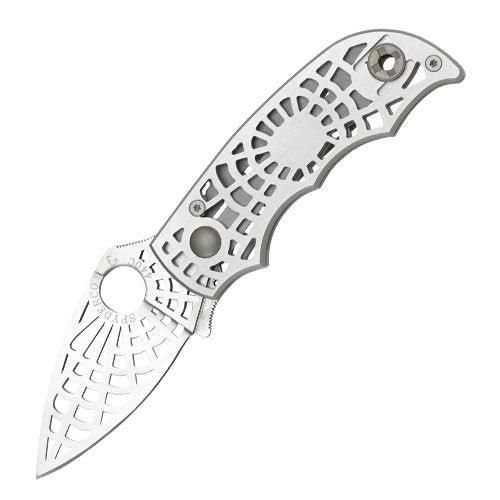 Spyderco S Plain Edge Silver Folding Knife