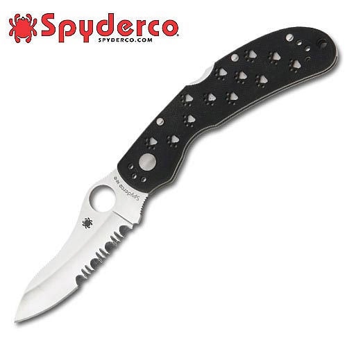 Spyderco Part Serrated Ocelot G10 Black Folding Knife