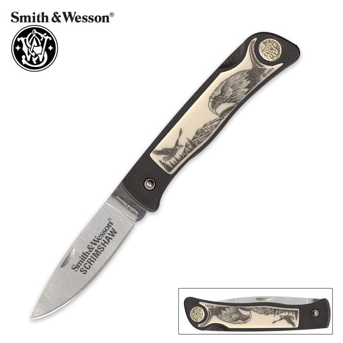 Smith & Wesson Eagle Scrimshaw Folding Knife