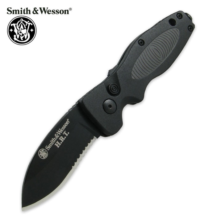 Smith & Wesson Serrated Black Hostage Rescue Team SW70BS Folding Knife