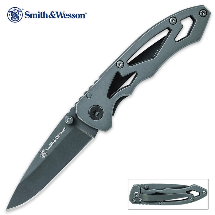 Smith & Wesson Border Guard Stonewash Folding Pocket Knife