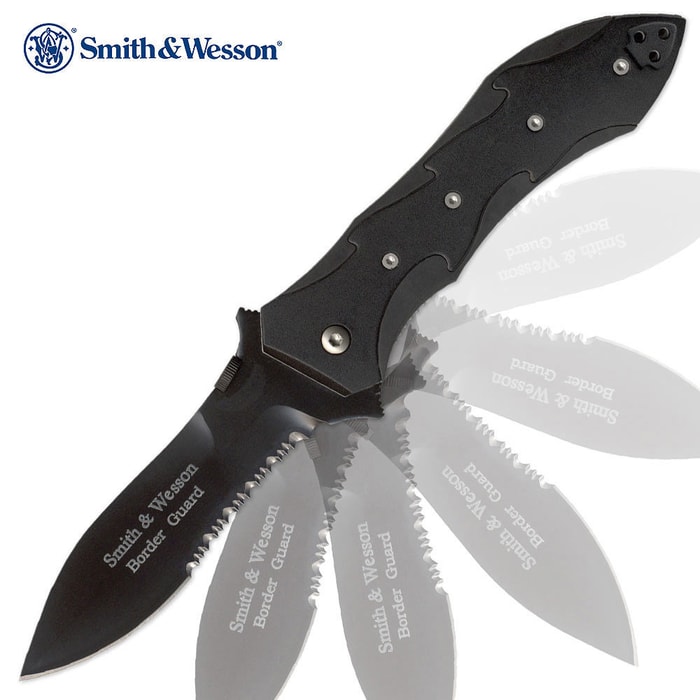 Smith & Wesson Serrated Border Guard Tactical Folding Pocket Knife
