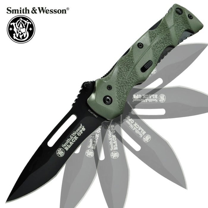 Smith & Wesson SWBLOP2G Black Ops 2 Green Folding Knife