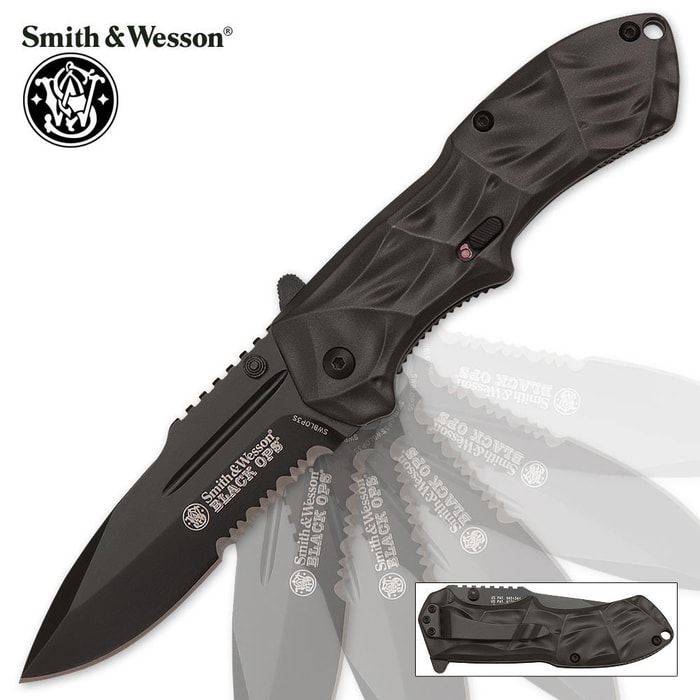 Smith & Wesson Black Ops Assisted Opening Pocket Knife Serrated