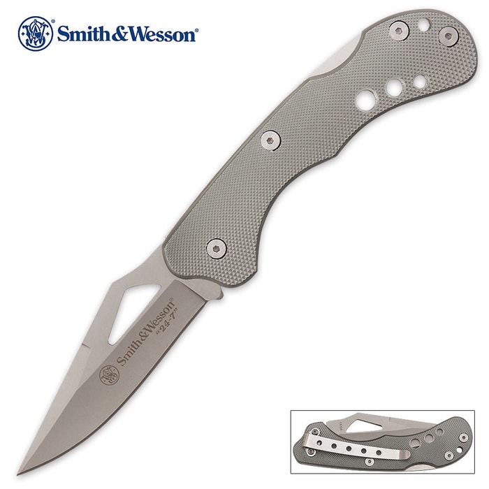 Smith & Wesson 24-7 Tactical Pocket Knife Gun Metal