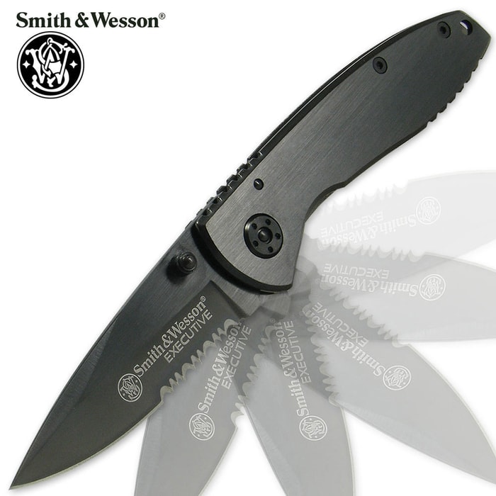 Smith & Wesson Serrated Black Executive CK110BS Folding Knife