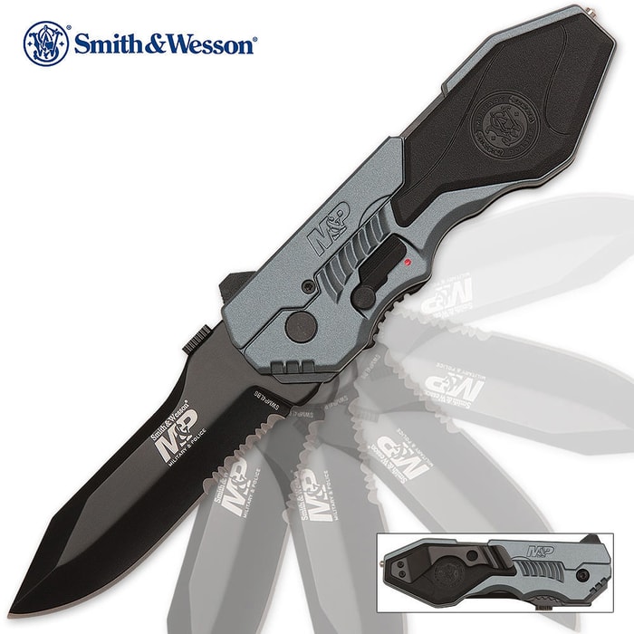 Smith & Wesson M&P Assisted Open MP4L Tactical Pocket Knife Gun Metal Serrated