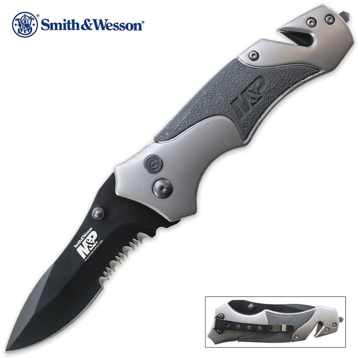 Smith & Wesson M&P Plunge Lock Pocket Knife Serrated