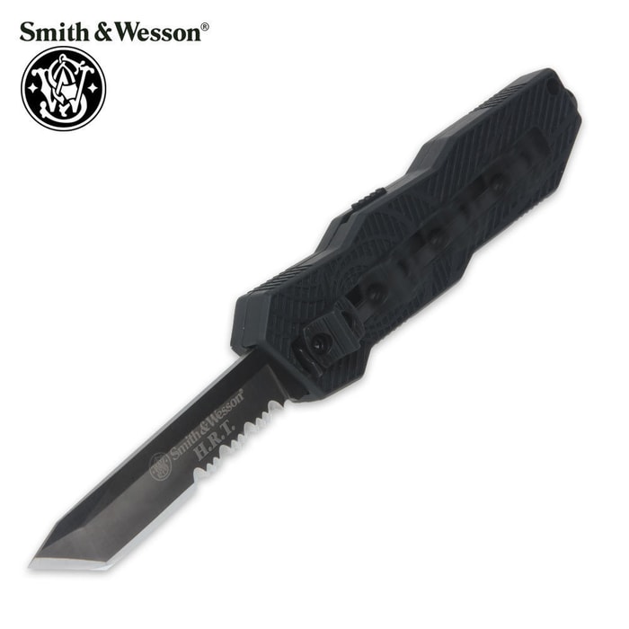 Smith & Wesson OTF Assisted Opening Pocket Knife Tanto Serrated