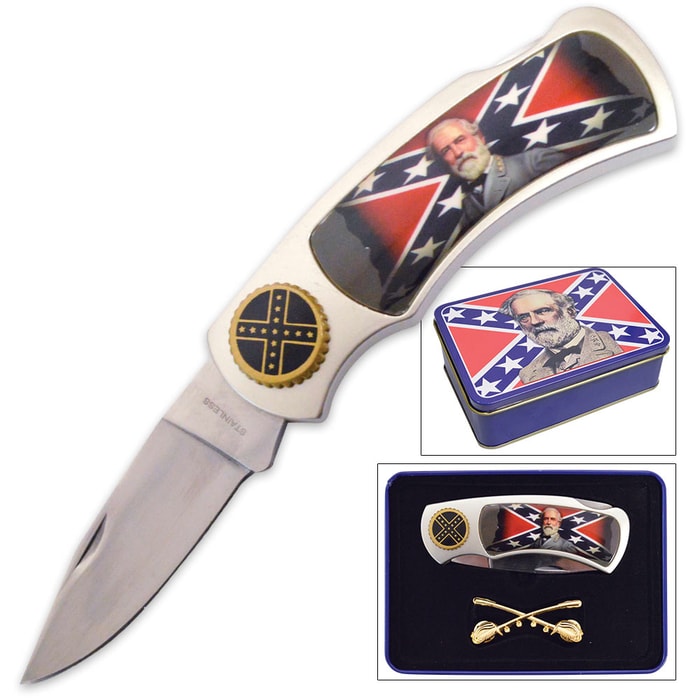 Robert E. Lee Knife And Hat Pin Set with Tin Gift Box