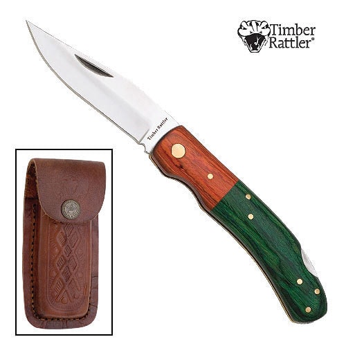 Timber Rattler Green Wood Folding Knife